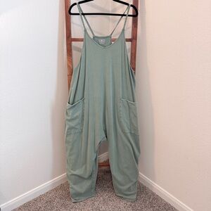 Free People Movement Hot Shot Romper Sage Green Jumpsuit Size Large